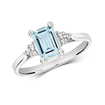 9ct White Gold Aquamarine and Diamond Engagement Ring 0.800+0.030 CT