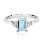 9ct White Gold Aquamarine and Diamond Engagement Ring 0.800+0.030 CT