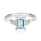 9ct White Gold Aquamarine and Diamond Engagement Ring 0.800+0.030 CT