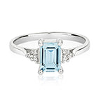 9ct White Gold Aquamarine and Diamond Engagement Ring 0.800+0.030 CT