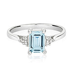 9ct White Gold Aquamarine and Diamond Engagement Ring 0.800+0.030 CT