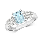 9ct White Gold Aquamarine and Diamond Engagement Ring 0.800+0.040 CT