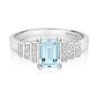 9ct White Gold Aquamarine and Diamond Engagement Ring 0.800+0.040 CT