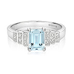 9ct White Gold Aquamarine and Diamond Engagement Ring 0.800+0.040 CT