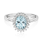 9ct White Gold Aquamarine and Diamond Engagement Ring 1.000+0.100 CT