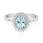 9ct White Gold Aquamarine and Diamond Engagement Ring 1.000+0.100 CT
