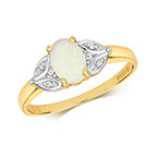 9ct Yellow Gold Opal and Diamond Dress Ring 0.410+0.010 CT