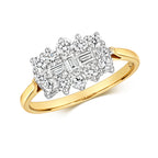 Modrwy Cwch Diemwnt Aur Melyn 9ct 0.170+0.580 CT