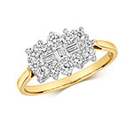 Modrwy Cwch Diemwnt Aur Melyn 9ct 0.170+0.580 CT