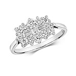9ct White Gold Diamond Boat Ring 0.170+0.580 CT