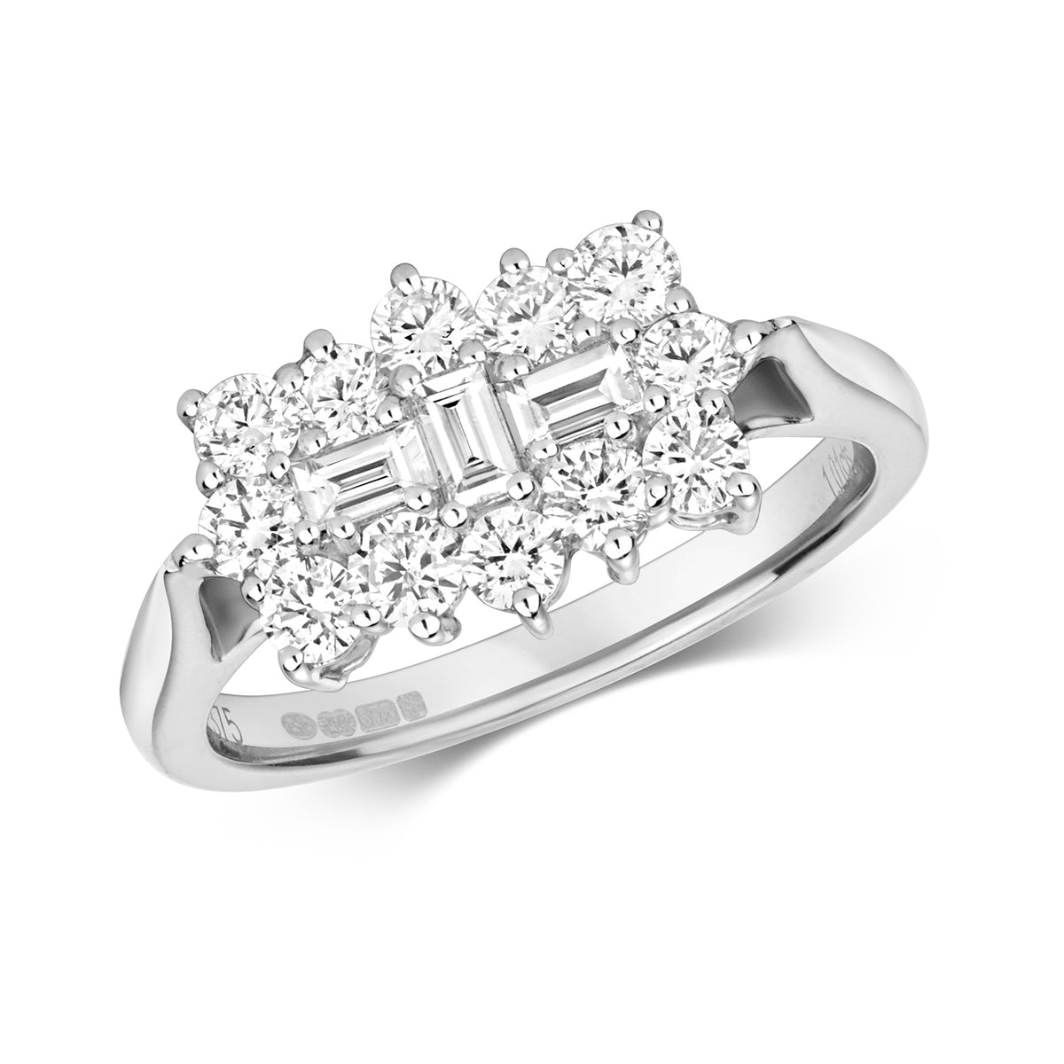 9ct White Gold Diamond Boat Ring 0.200+0.800 CT