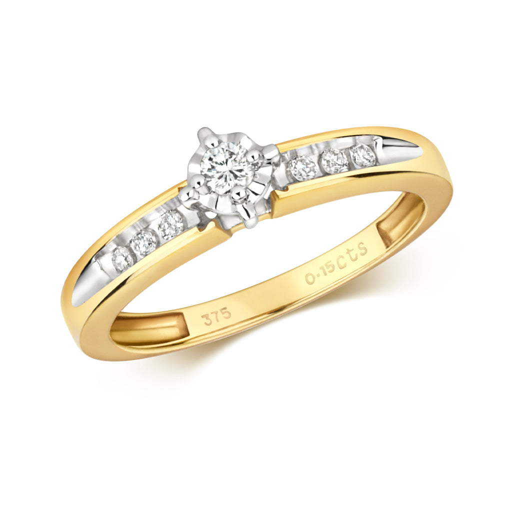 9ct Yellow Gold Diamond Engagement Ring 0.16 CT