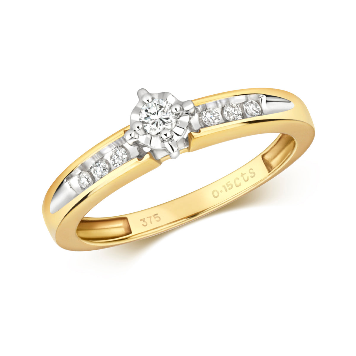 9ct Yellow Gold Diamond Engagement Ring 0.16 CT
