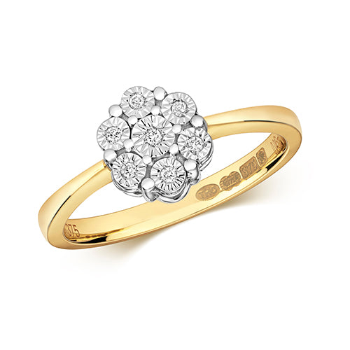 9ct Yellow Gold Diamond Dress Ring 0.05 CT