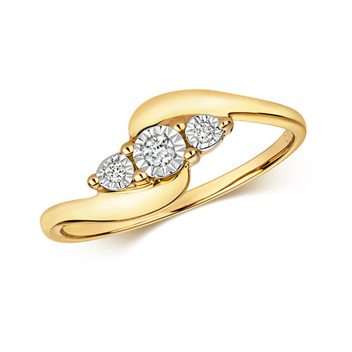 9ct Yellow Gold Diamond Dress Ring 0.05 CT