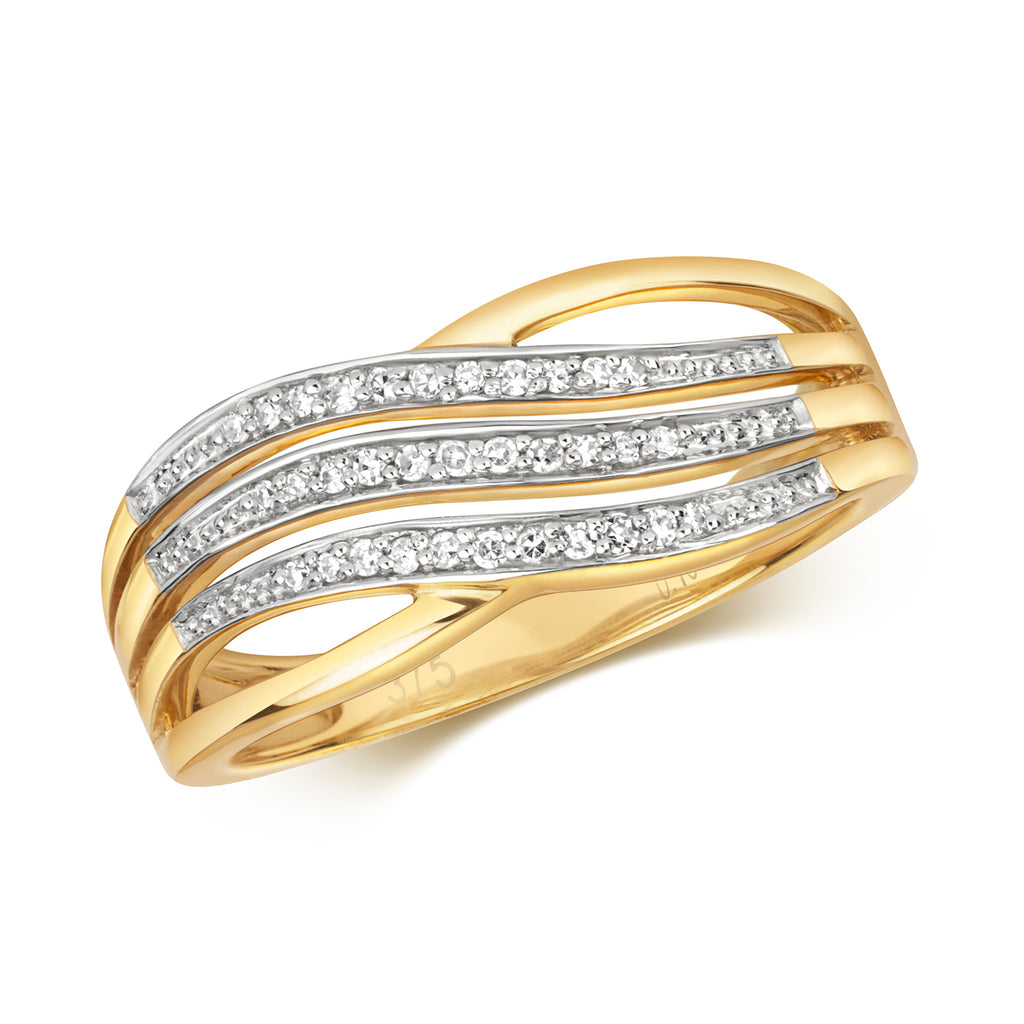 9ct Yellow Gold Diamond Dress Ring 0.1 CT