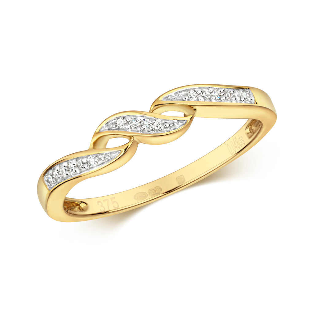 9ct Yellow Gold Diamond Dress Ring 0.05 CT
