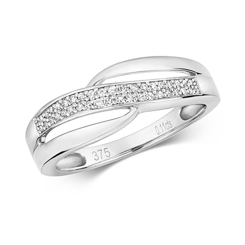 9ct White Gold Diamond Dress Ring 0.12 CT
