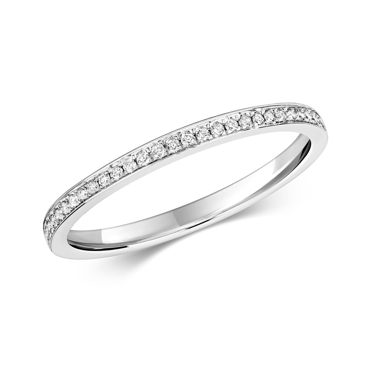 Modrwy Tragwyddoldeb Diemwnt Aur Gwyn 9ct 0.1 CT