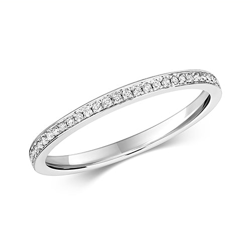 Modrwy Tragwyddoldeb Diemwnt Aur Gwyn 9ct 0.1 CT