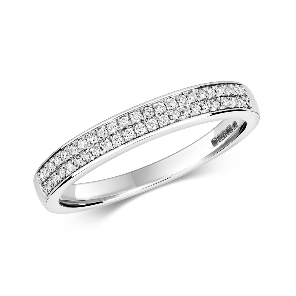 Modrwy Ddi-ddiwedd Diemwnt Aur Gwyn 9ct 0.18 CT
