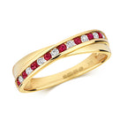 9ct Yellow Gold Ruby and Diamond Eternity Ring 0.29 CT