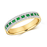 9ct Yellow Gold Emerald and Diamond Eternity Ring 0.070+0.230+0.140 CT