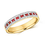 9ct Yellow Gold Ruby and Diamond Eternity Ring 0.070+0.340+0.140 CT