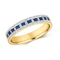 9ct Yellow Gold Sapphire and Diamond Eternity Ring 0.070+0.300+0.140 CT
