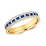 9ct Yellow Gold Sapphire and Diamond Eternity Ring 0.070+0.300+0.140 CT