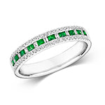 9ct White Gold Emerald and Diamond Eternity Ring 0.070+0.230+0.140 CT