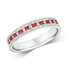 9ct White Gold Ruby and Diamond Eternity Ring 0.070+0.270+0.140 CT