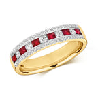 9ct Yellow Gold Ruby and Diamond Eternity Ring 0.400+0.340 CT