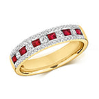 9ct Yellow Gold Ruby and Diamond Eternity Ring 0.400+0.340 CT