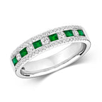 9ct White Gold Emerald and Diamond Eternity Ring 0.310+0.340 CT