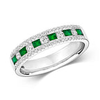 9ct White Gold Emerald and Diamond Eternity Ring 0.310+0.340 CT