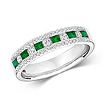 9ct White Gold Emerald and Diamond Eternity Ring 0.310+0.340 CT