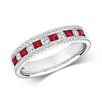9ct White Gold Ruby and Diamond Eternity Ring 0.400+0.340 CT