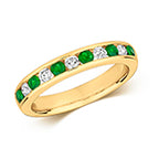 9ct Yellow Gold Emerald and Diamond Eternity Ring 0.56 CT