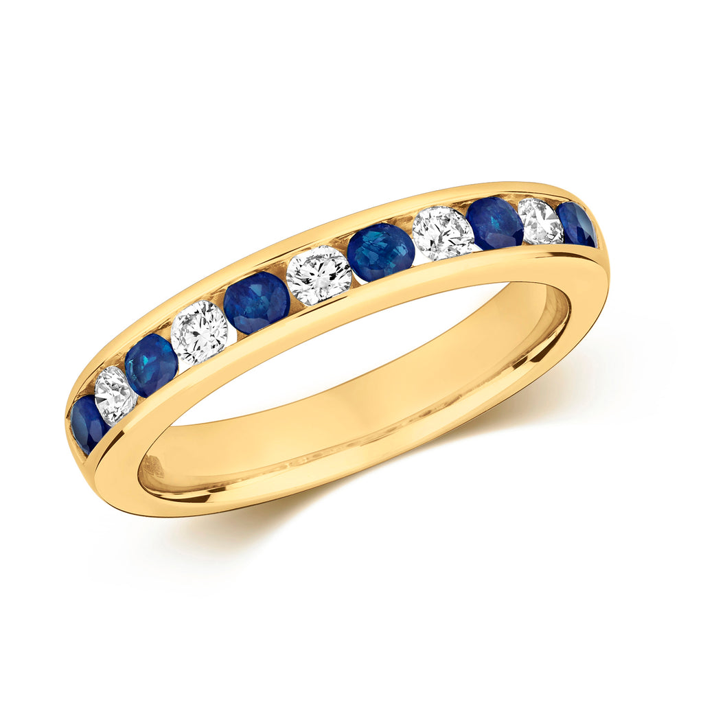 9ct Yellow Gold Sapphire and Diamond Eternity Ring 0.66 CT