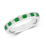 9ct White Gold Emerald and Diamond Eternity Ring 0.56 CT