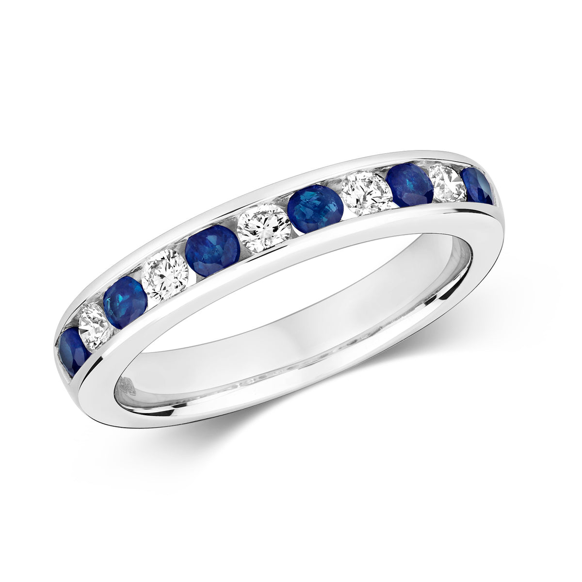 9ct White Gold Sapphire and Diamond Eternity Ring 0.66 CT