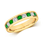 9ct Yellow Gold Emerald and Diamond Eternity Ring 0.89 CT