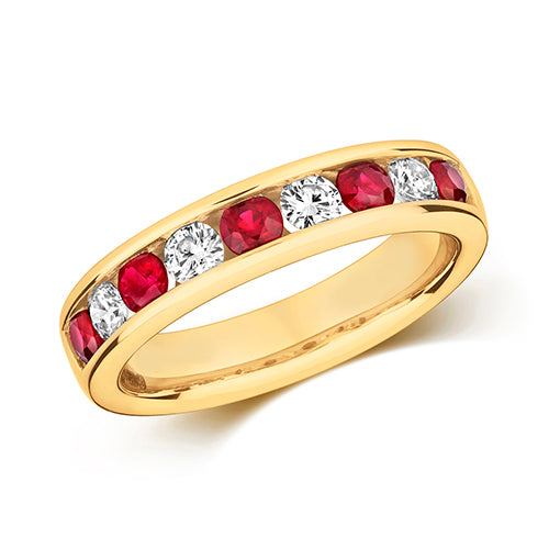 9ct Yellow Gold Ruby and Diamond Eternity Ring 1.07 CT
