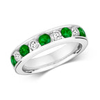 9ct White Gold Emerald and Diamond Eternity Ring 1.2 CT
