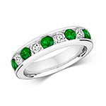 9ct White Gold Emerald and Diamond Eternity Ring 1.2 CT