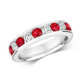 Modrwy Tragwyddoldeb Rhuddem a Diemwnt Aur Gwyn 9ct 1.38 CT