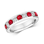 Modrwy Tragwyddoldeb Rhuddem a Diemwnt Aur Gwyn 9ct 1.38 CT