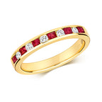9ct Yellow Gold Ruby and Diamond Eternity Ring 0.420+0.160 CT