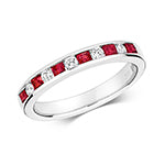 9ct White Gold Ruby and Diamond Eternity Ring 0.460+0.160 CT